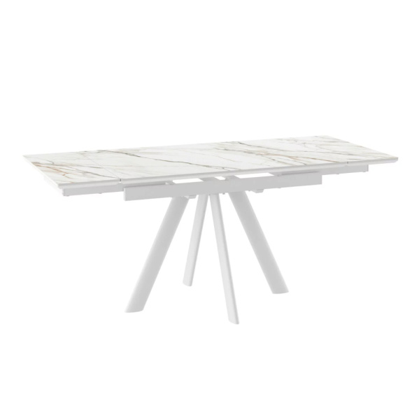 Стол JACK-120, раздвижной 120(30+30)х80, CALAKATTA GOLD ST CER/БЕЛЫЙ JACK 120